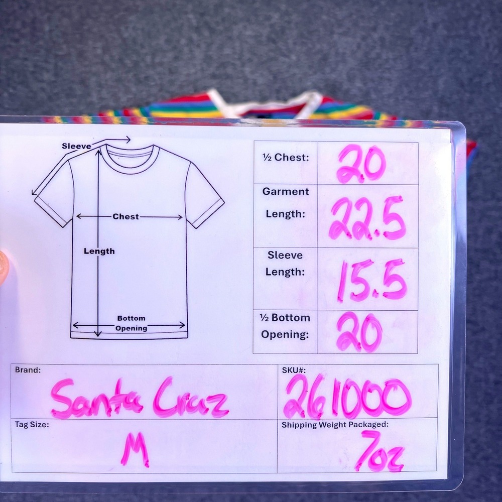 Santa Cruz Striped Shirt Mens Medium Multi-Color Skate Casual Rainbow Logo - Picture 3 of 16